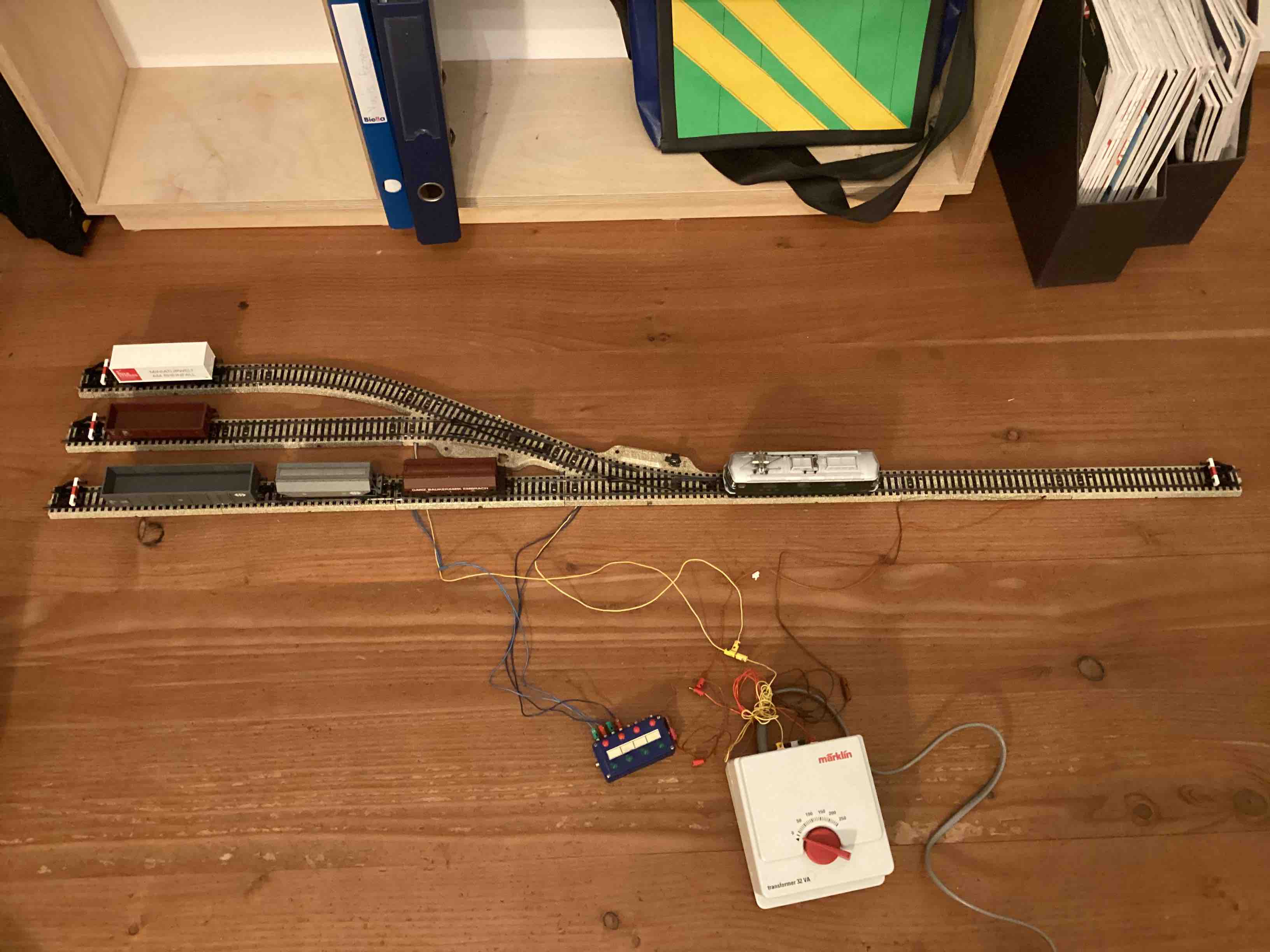 My model railroad built up to form a 3-2-2 inglenook.