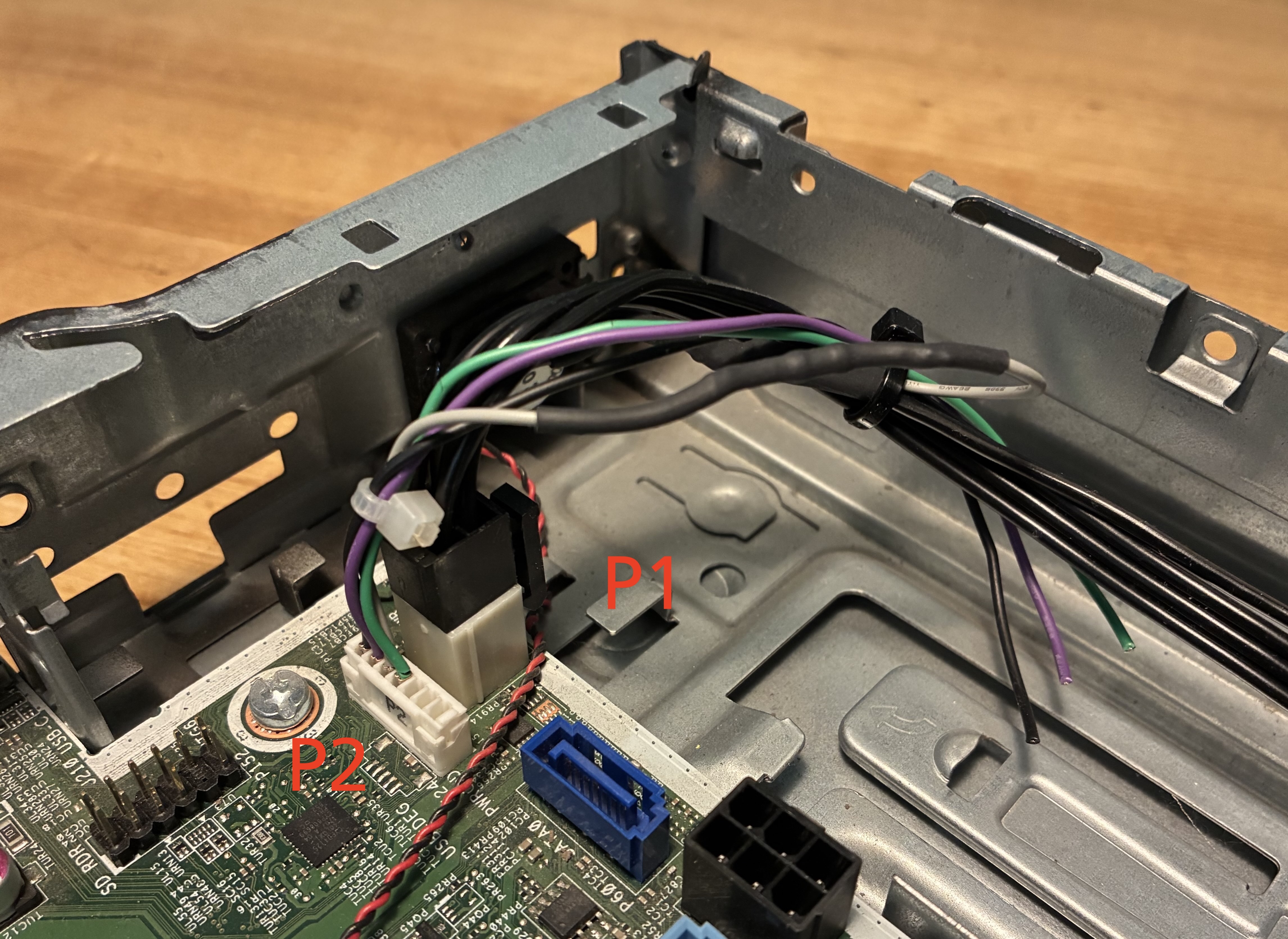 Closeup of the P1 connector